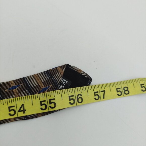 Magic Johnson 100% Silk Men's Neck Tie 3.5" W x 57" L Brown Blue Geometric - Picture 4 of 8
